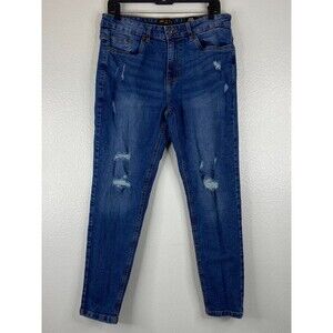 Ring Of Fire Men 32/30 Slim Taper Jeans Blue Distressed Casual Stretch